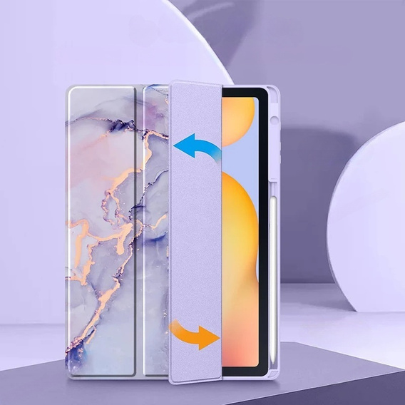 Stylowe etui do Samsung Galaxy Tab S6 Lite 10.4" 2020/2022/2024 – Smartcase Hybrid Marble fioletowe