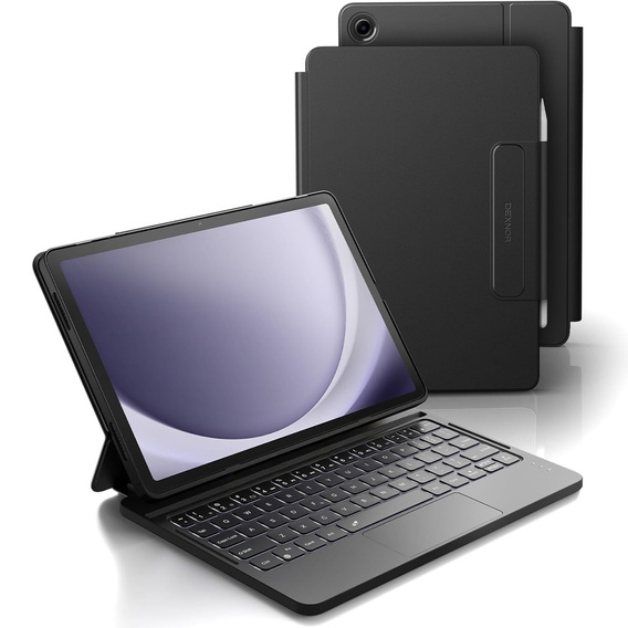 Etui z klawiaturą do Samsung Galaxy Tab A9+, Dexnor Magnetic Keyboard Touchpad, czarne