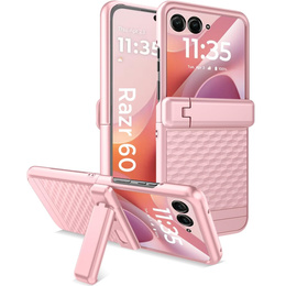 Etui do Motorola Razr 60 Ultra, PC Kickstand Case, ze szkłem, różowe