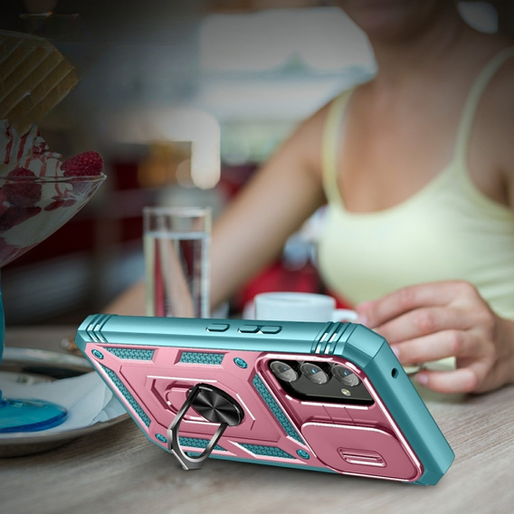 Etui do Samsung Galaxy A54 5G, Slide Lens Lid, Różowe / zielone