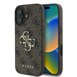 Etui GUESS do iPhone 16, 4G Big Metal Logo, brązowe
