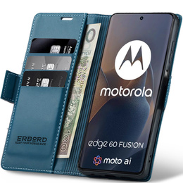 Etui do Motorola Edge 60 / 60 Fusion, ERBORD Glossy Litchi, portfel z klapką, niebieskie