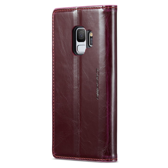 Etui z klapką CASEME do Samsung Galaxy S9, Waxy Textured, czerwone