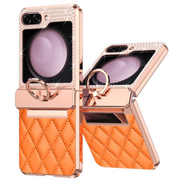 Etui do Samsung Galaxy Z Flip7 FE / Z Flip6, Rhombus Grid, pomarańczowe