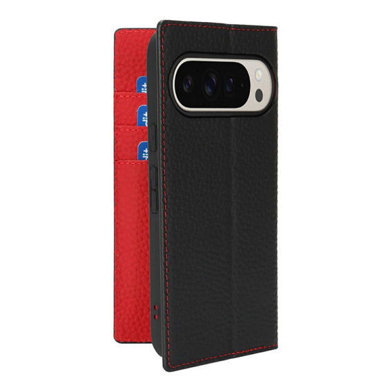 Etui z klapką do Google Pixel 10 Pro XL, Litchi Skin Grain, czarne