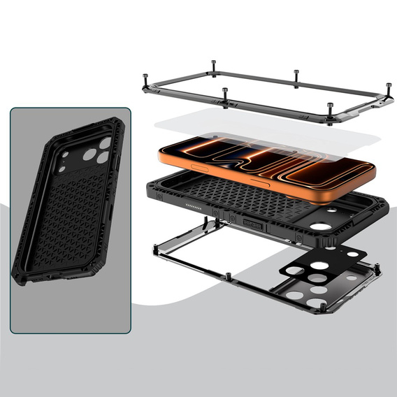 Etui Wodoodporne IP68 do iPhone 17 Pro Max, czarne