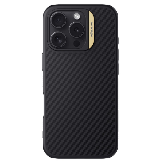 Etui do iPhone 16 Pro, pancerne Nillkin, Carbon Fiber, do Magsafe, złote