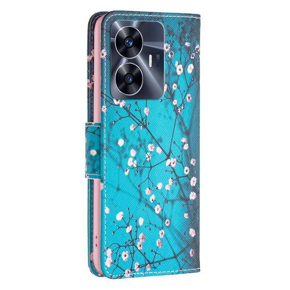 Etui z klapką do Realme C55, Wallet, Sakura niebieskie