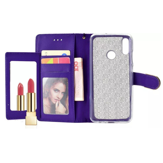 Etui z klapką do Huawei P Smart 2019 / Honor 10 Lite, Glitter Mirror Wallet, fioletowe