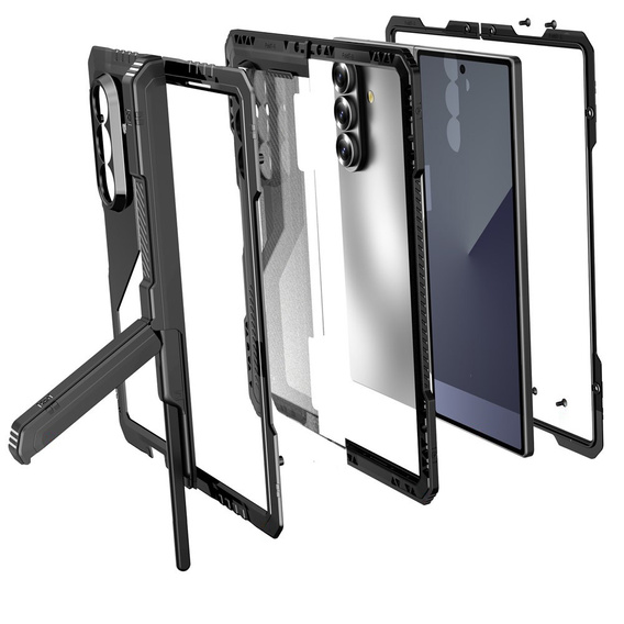 Etui pancerne do Samsung Galaxy Z Fold7 5G aluminiowe z podstawką i miejscem na rysik – czarne