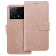 Etui z klapką do Xiaomi Poco X6 Pro 5G, Butterfly, różowe rose gold