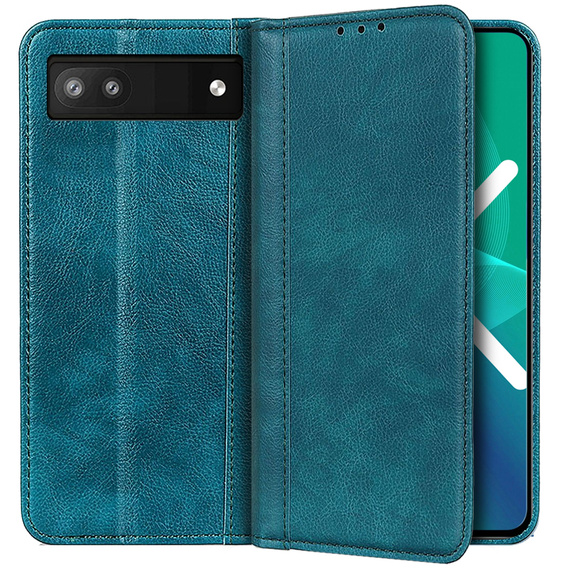 Etui do Google Pixel 7a, Wallet Litchi Leather, zielone