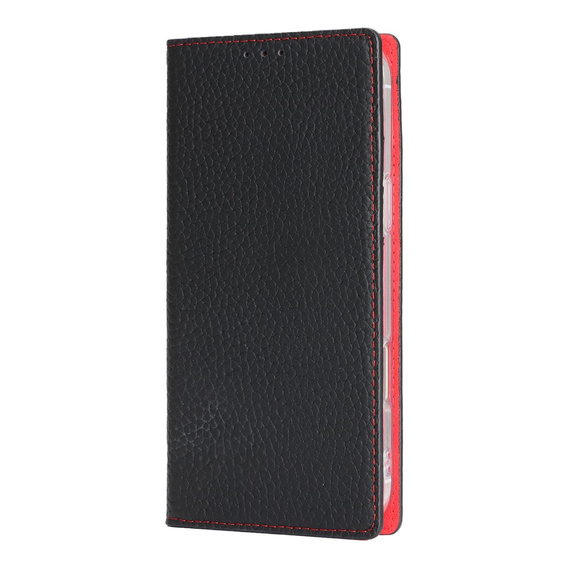 Etui z klapką do iPhone 17 Pro, Litchi Skin Grain, czarne