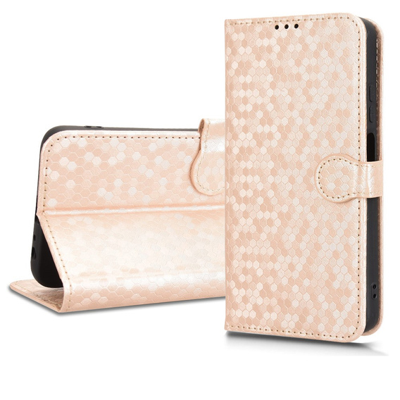 Etui z klapką do Motorola Moto G56 5G, Wallet Rhombus, złote