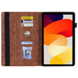 Etui z klapką i kieszonkami na karty do Xiaomi Redmi Pad 2 - Brązowe