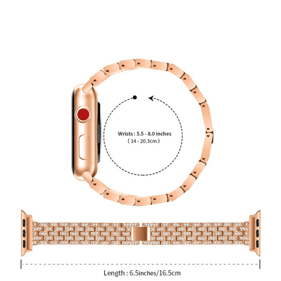 Bransoleta + Etui z Diamentami do Apple Watch 4/5/6/SE 40mm, Różowe rose gold