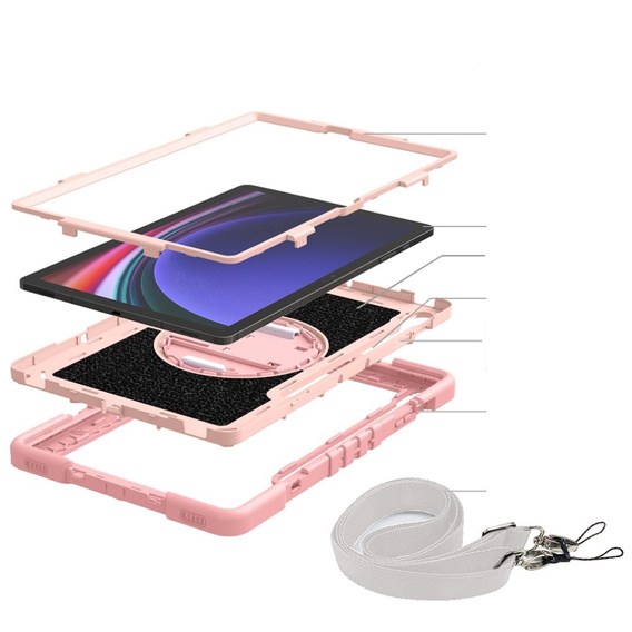 Etui dla dzieci do Samsung Galaxy Tab S9+, Pancerne Ochronne, Różowe