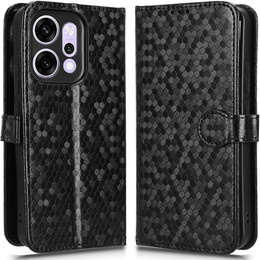 Etui z klapką do Oppo Reno 14, Wallet Rhombus, czarne