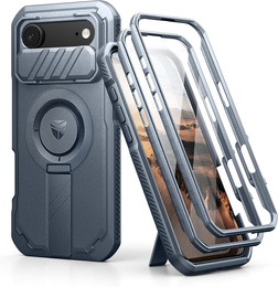 Etui Dexnor do iPhone Air z osłoną kamery i podstawką, do MagSafe - niebieskie (Dwie ramki)