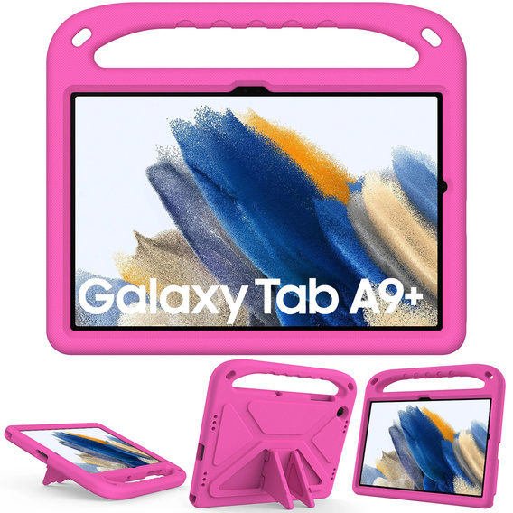 Etui dla dzieci do Samsung Galaxy Tab A11 Plus / A9 Plus, dziecięce z uchwytem, Różowe