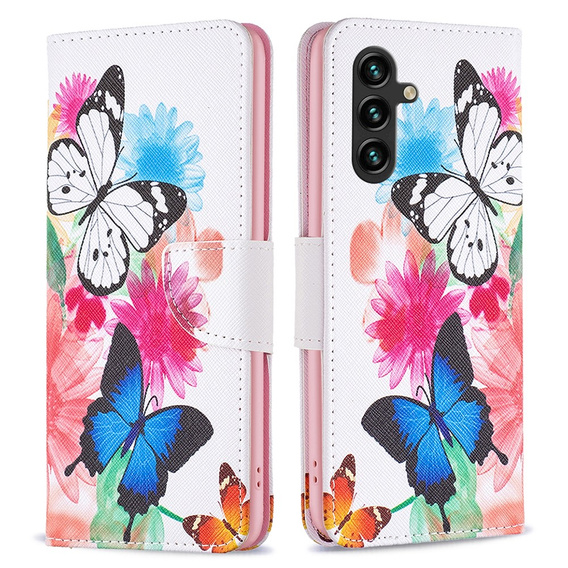 Etui z klapką do Samsung Galaxy A35 5G, Wallet, Butterflies białe