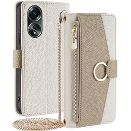 Etui z klapką do Oppo A58 4G, Wallet Zipper Pocket, z lusterkiem, białe
