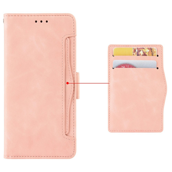 Etui z klapką do Vivo Y19s, Card Slot, różowe