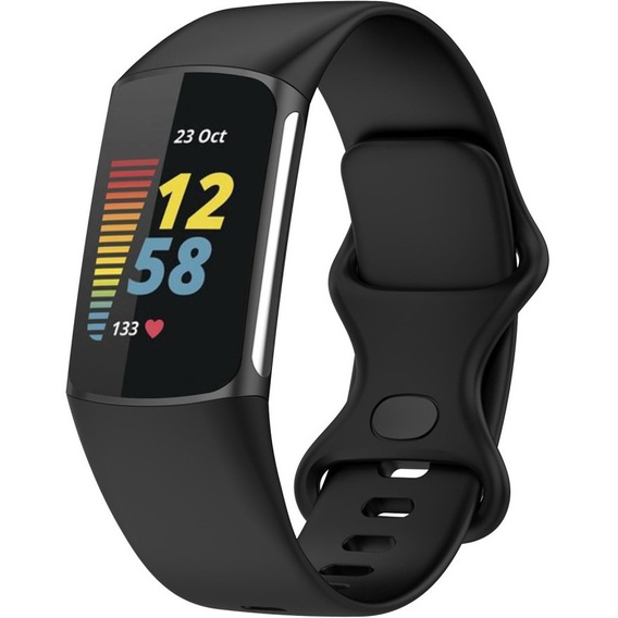 Pasek silikonowy do Fitbit Charge 5, Czarny