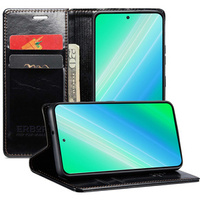 Etui z klapką do Samsung Galaxy S23 Ultra, ERBORD Waxy Wallet, czarne