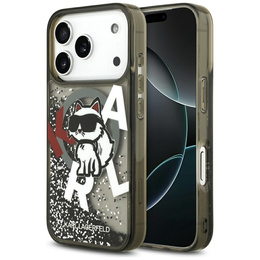Etui Karl Lagerfeld do iPhone 17 Pro, Liquid Glitter Choupette MagSafe, czarne
