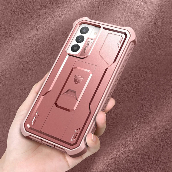 OUTLET Etui pancerne do Samsung Galaxy S21 FE, Dexnor Full Body, różowe rose gold