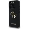 Etui GUESS do iPhone 16 Pro, Grained Big 4G and Classic Logo, czarne