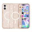 Etui do iPhone 17, do MagSafe, brokatowe, półprzezroczyste złote