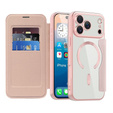 Etui z klapką do iPhone 17 Pro Max, RFID Wallet MagSafe z ochroną aparatu, różowe