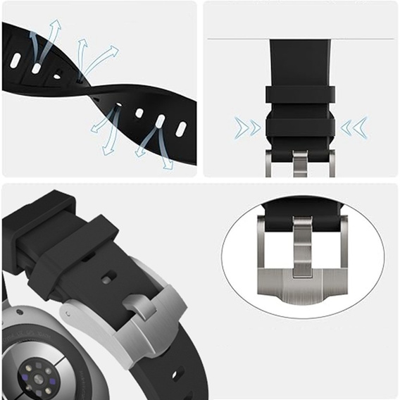 Pasek Silikonowy do Samsung Galaxy Watch 8 / 8 Classic, Srebrny / Czarny