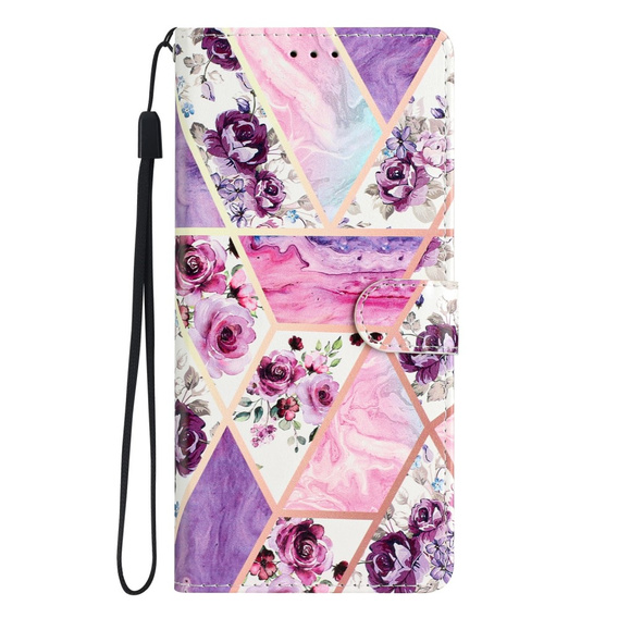 Etui z klapką do Xiaomi Redmi Note 12S, Wallet, Marble & Flowers różowe
