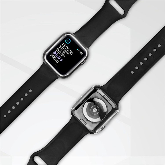 2w1 Etui + Szkło Hartowane do Apple Watch 7/8/9 45mm - Czarny / Srebrny