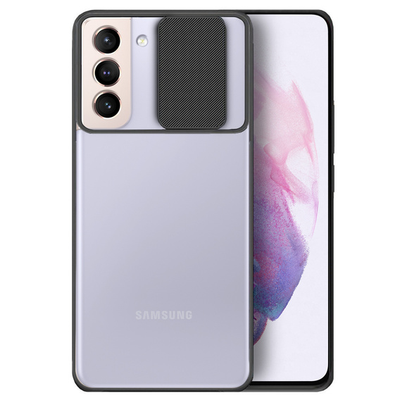 Etui do Samsung Galaxy S21+ Plus, z ochroną aparatu, przezroczyste / czarne