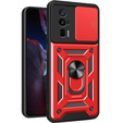 Etui pancerne do Xiaomi Poco F5 Pro, CamShield Slide, czerwone