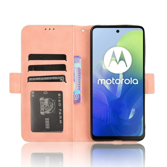 Etui z klapką do Motorola Moto G24 / G24 Power / G04, Card Slot, różowe