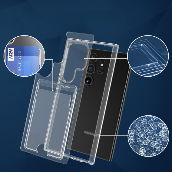 Przezroczyste etui do Samsung Galaxy S25 Ultra, z kieszonką na kartę