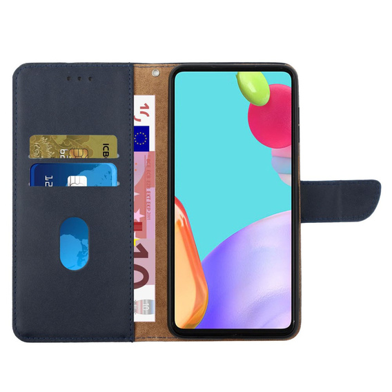 Etui z klapką do Samsung Galaxy A35 5G, Nappa Texture Wallet, niebieskie