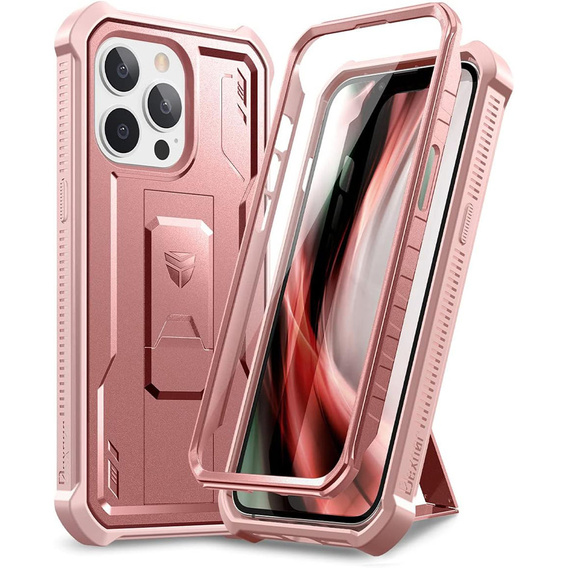 Etui pancerne do iPhone 13 Pro, Dexnor Full Body, różowe rose gold