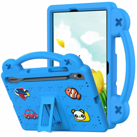 Etui do Samsung Galaxy Tab S10 Lite / S10 FE / S9 FE, Cute Patterns, z podstawką, niebieskie