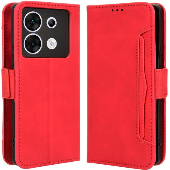 Etui z klapką do Infinix Zero 30 5G, Card Slot, czerwone