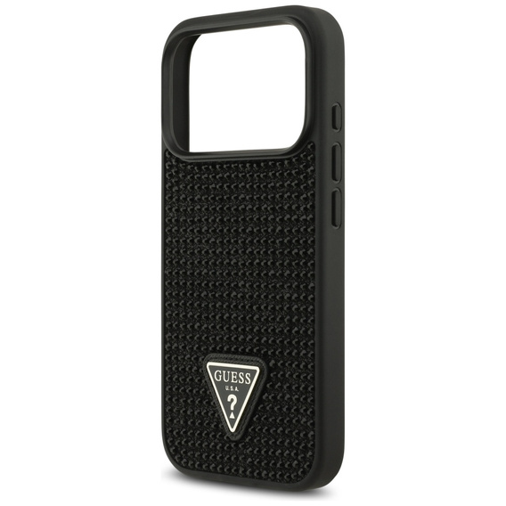 Etui GUESS do iPhone 17 Pro, Rhinestone Triangle Logo, czarne