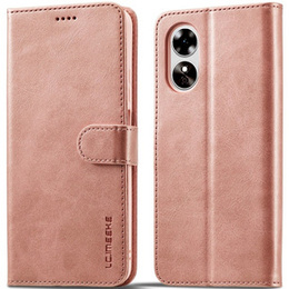 Etui z klapką do Oppo A17, LC.IMEEKE, różowe rose gold