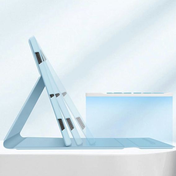Etui z klawiaturą do Samsung Galaxy Tab S10 FE / S9 FE, Leather Pen Slot, jasnoniebieskie