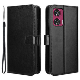 Etui z klapką do Motorola Edge 50 Fusion 5G, Crazy Horse Wallet, czarne