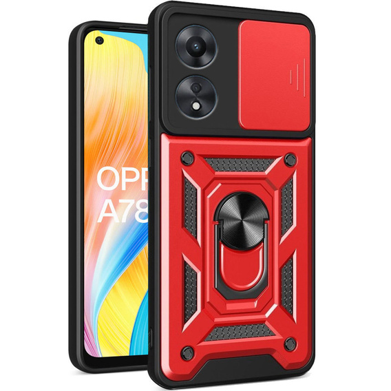 Etui pancerne do Oppo A78 4G, CamShield Slide, czerwone